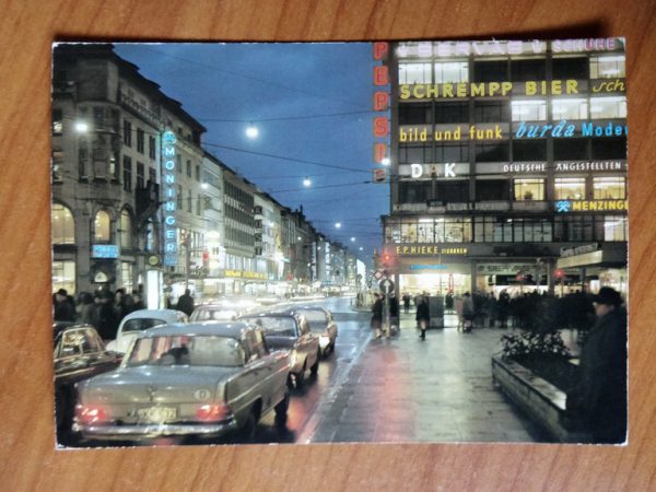 Postcard Karlsruhe Kaiserstrasse Night