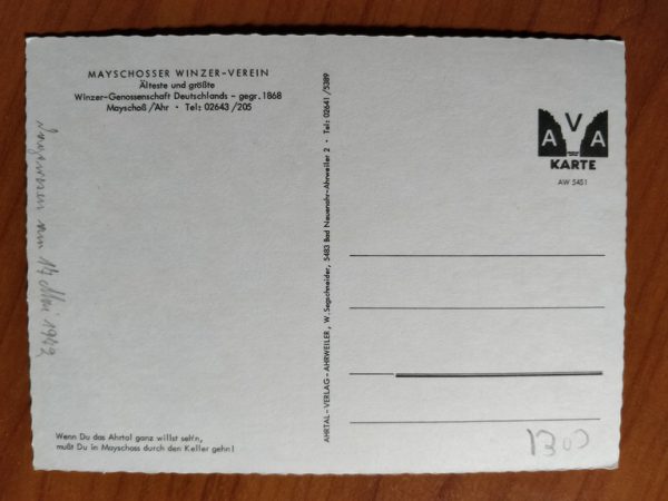 Postcard Mayschlosser Winzer Verein Ahr - Image 2