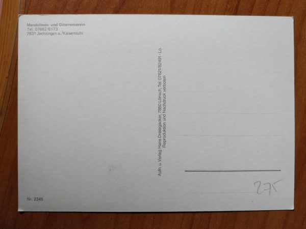 Postcard Mandolinen und Gitarrenverein Kaiserstuhl 2345 - Image 2