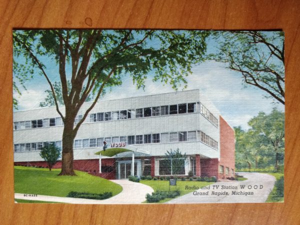 Postcard Radio TV Station WOOD Michicgan