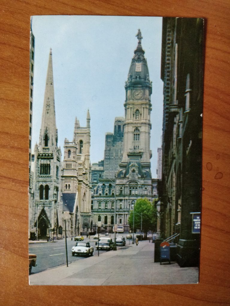 Postcard North Broad Street Philadelphia with Church
