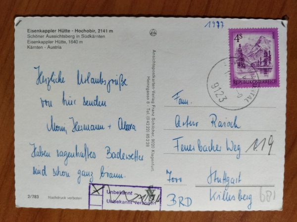 Postcard Eisenkappler Hutte - Image 2