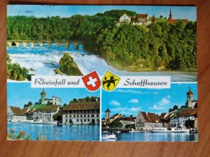 Postcard Rheinfall und Schaffhausen