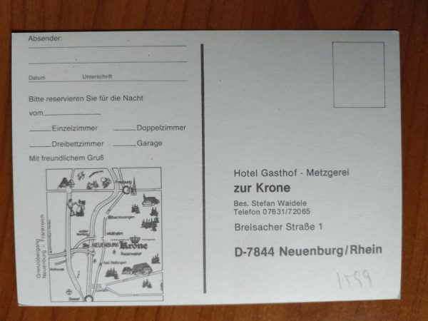Postcard Hotel Metzgerei Neuenberg Rhein - Image 2
