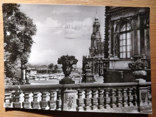 Postcard Dresden Theaterplatz und Kathedrale