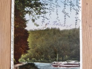 Postcard Boat River Austria