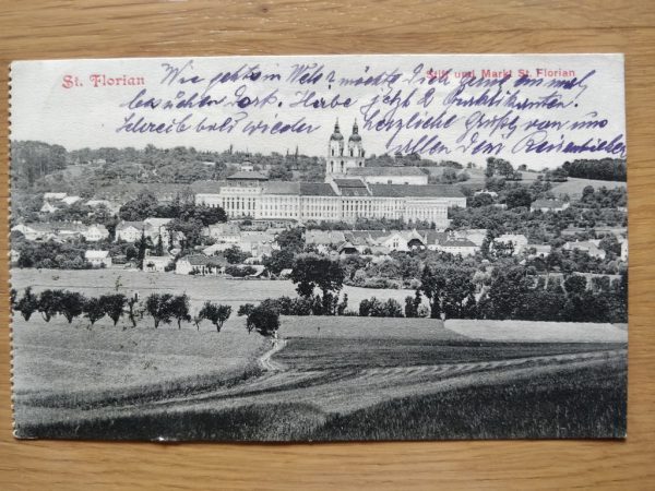 Postcard St Florian Stift und Markt