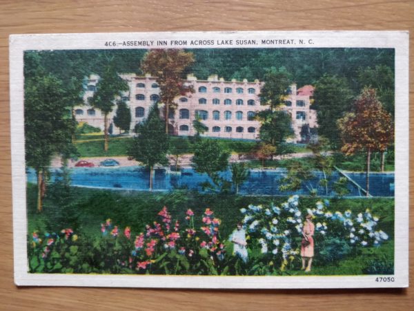 Postcard Assembly Inn from Acrross Lake Susan Montreat