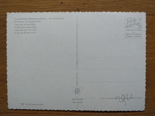 Postcard Europabrucke Schonberg - Image 2