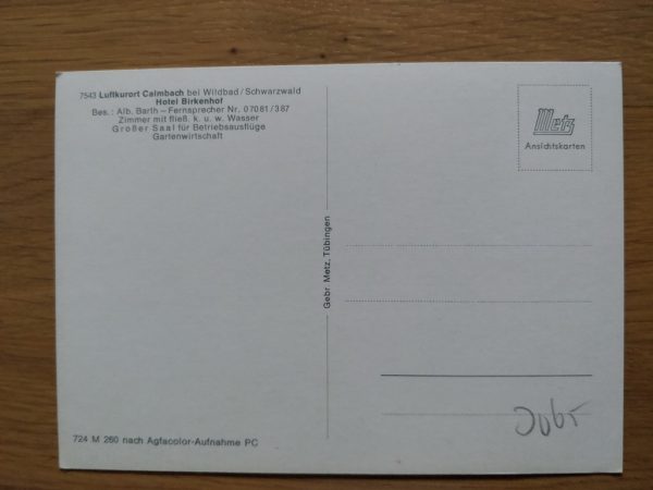 Postcard Luftkurort Calmbach Hotel Birkenhof - Image 2