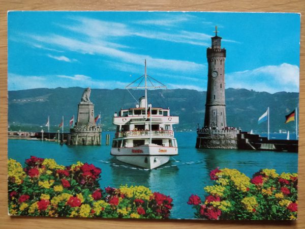 Postcard Lindau im Bodensee Hafeneinfart