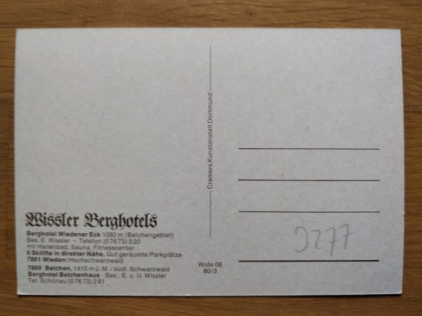 Postcard Berghotel Wiedener Eck Wieden - Image 2