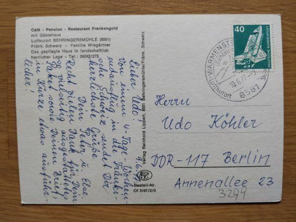 Postcard Cafe Pension Frankengold Behringersmuhle - Image 2