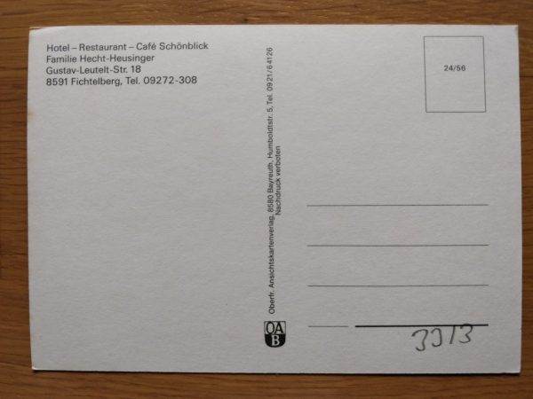 Postcard Hotel Restaurant Schonblick Fichtelberg - Image 2