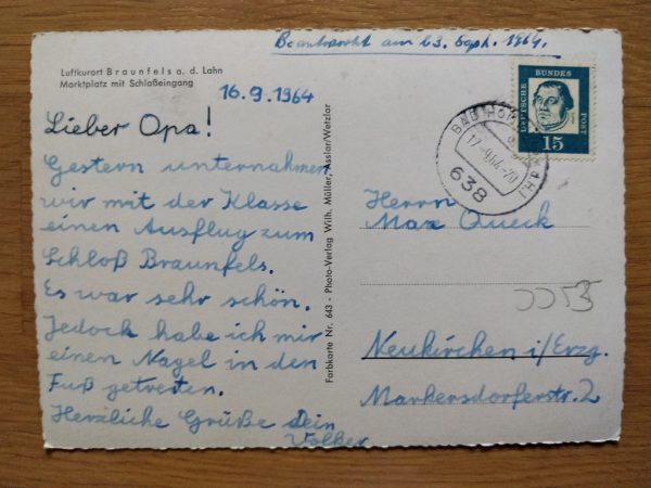Postcard Marktplatz Braunfels - Image 2