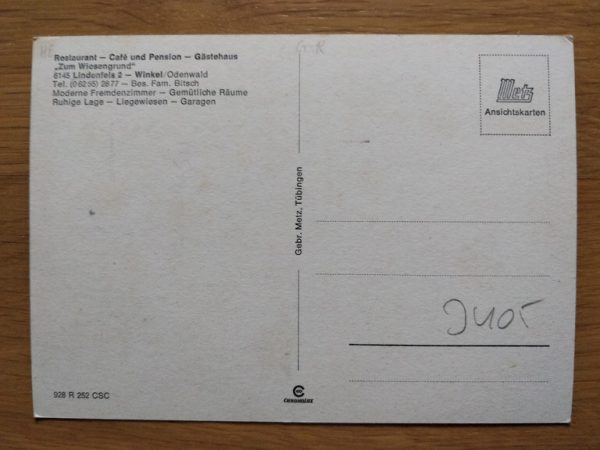 Postcard Restaurant Wiesengrund Odenwald - Image 2