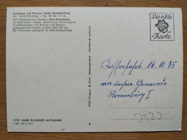 Postcard Gasthaus Zum Hohenstein Odenwald - Image 2