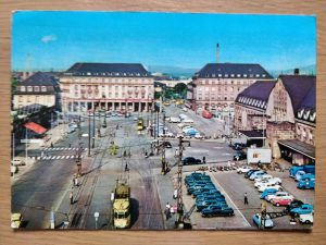 Postcard Karlsruhe Bahnhofplatz