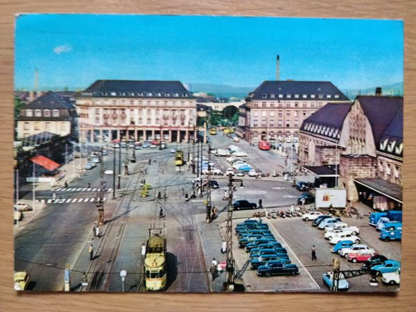 Postcard Karlsruhe Bahnhofplatz