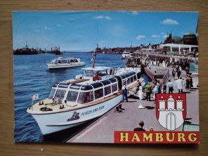 Postcard Hamburg Boat Hafen