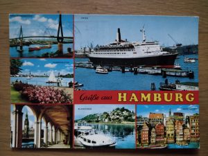 Postcard Grusse aus Hamburg Boat