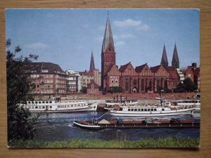 Postcard Weser und Stadt Bremen