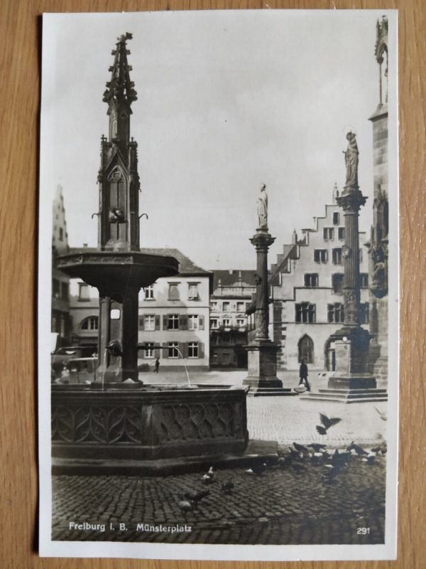 Postcard Freiburg Munsterplatz