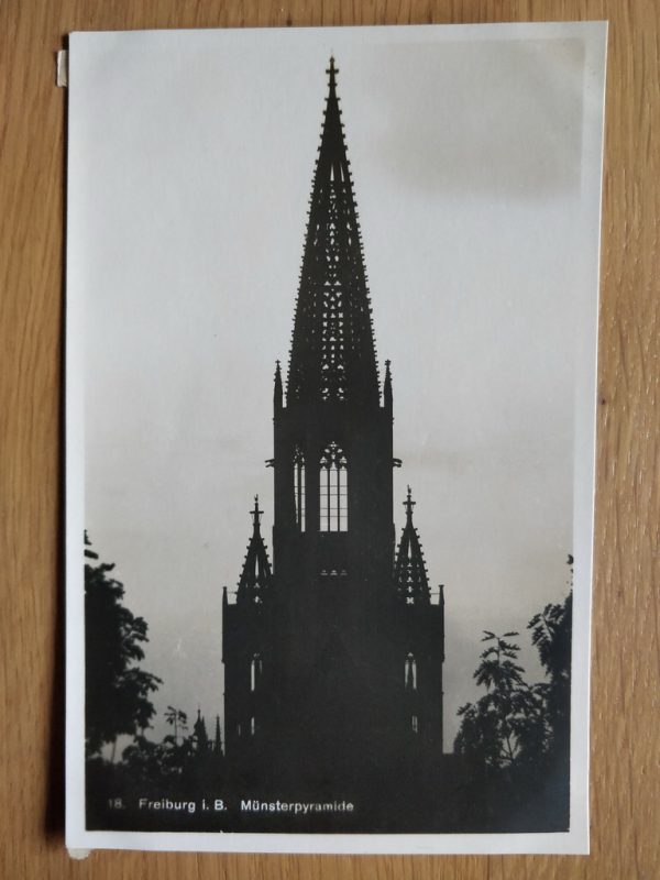 Postcard Freiburg Munsterpyramide