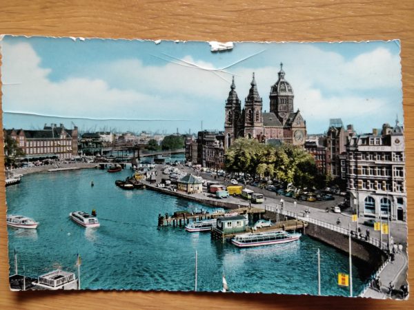Postcard Amsterdam Prins Hendrikkade Nicolaaskerk