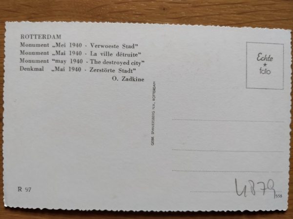 Postcard Rotterdam Zadkine Verwoeste Stad - Image 2