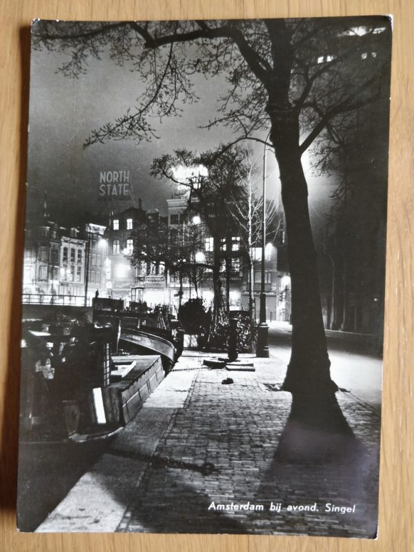 Postcard Amsterdam by night Singel