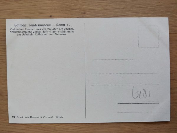 Postcard Landesmuseum Raum 17 Zurich - Image 2