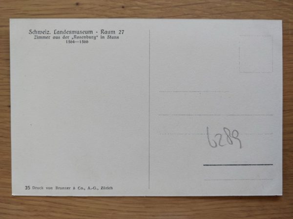 Postcard Landesmuseum Raum 27 Zurich - Image 2