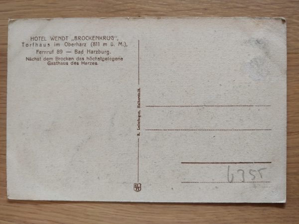 Postcard Brocken Hotel Wendt - Image 2