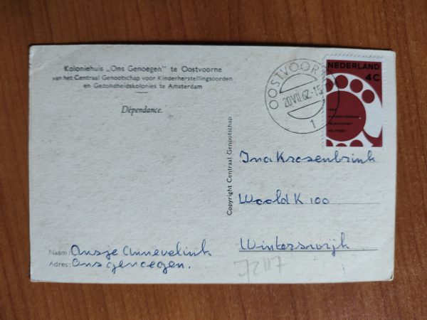 Postcard Oostvoorne Koloniehuis Ons Genoegen - Image 2