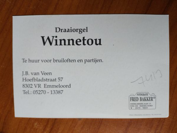 Postcard Emmeloord Street Organ Winnetou - Image 2