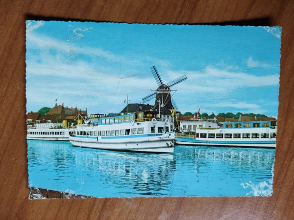 Postcard Boot Harderwijk Mill