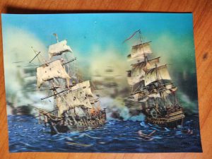 Postcard 3D Ship Naval Battle