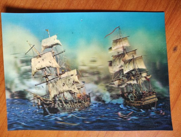 Postcard 3D Ship Naval Battle