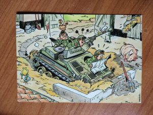 Postcard Army Cartoon Tank