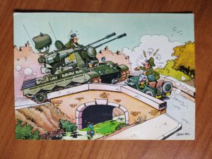Postcard Army Cartoon Tank