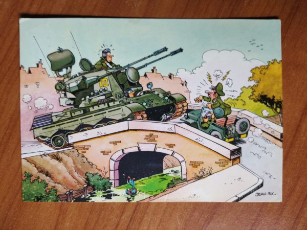 Postcard Army Cartoon Tank