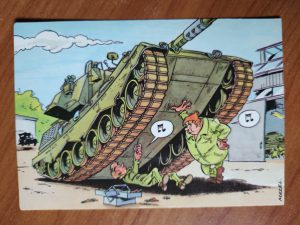 Postcard Army Cartoon Tank