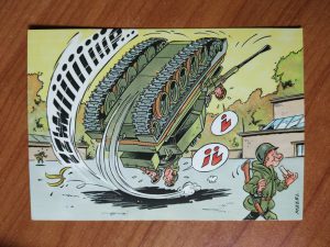 Postcard Army Cartoon Tank