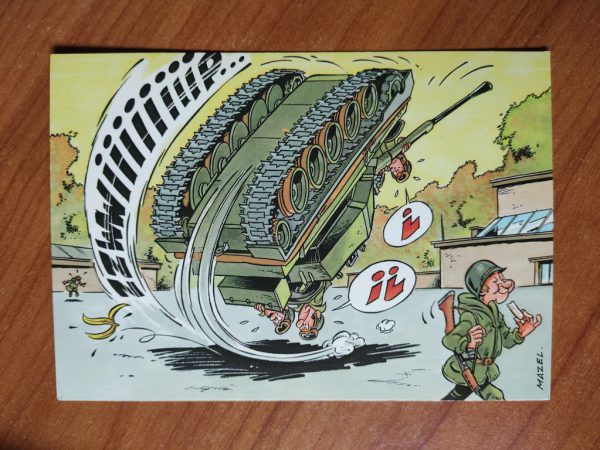 Postcard Army Cartoon Tank