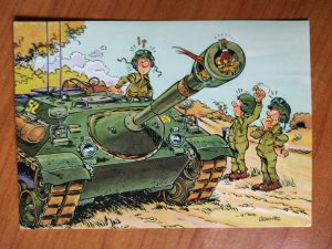 Postcard Army Cartoon Tank