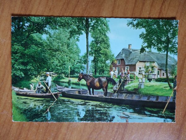 Postcard Giethoorn Horse on Boat