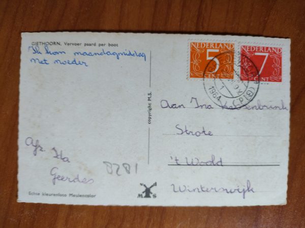 Postcard Giethoorn Horse on Boat - Image 2
