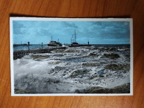 Postcard Oostende Sea Boat Storm
