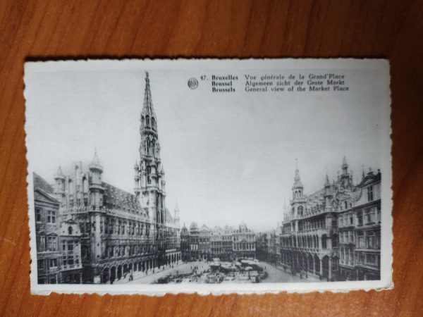 Postcard Brussels Market Place and Church